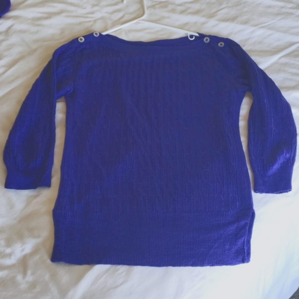J. Crew Linen purple Cableknit Sweater